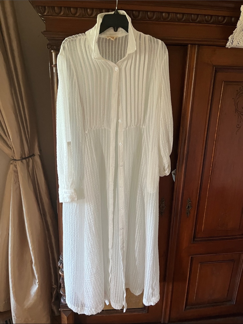 Listicle White Maxi Dress Button-Down Lightweight Coverup